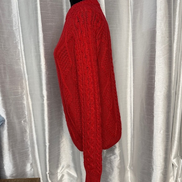 Merona Crewneck Knit Sweater Women’s XS Wool Blend Loose Fit Red Sparkle Holiday - Picture 4 of 9